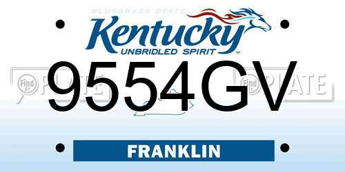 9554GV Kentucky License Plate
