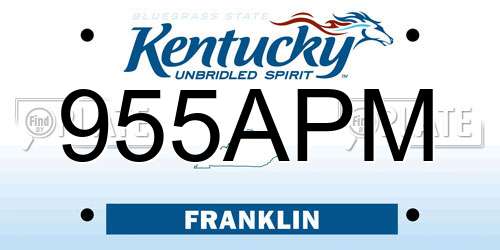 955APM Kentucky License Plate