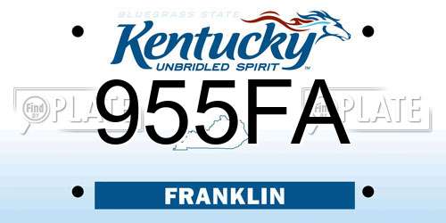 955FA Kentucky License Plate