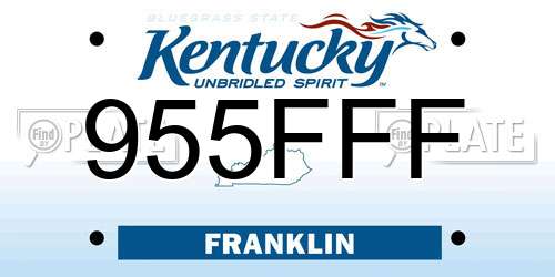 955FFF Kentucky License Plate