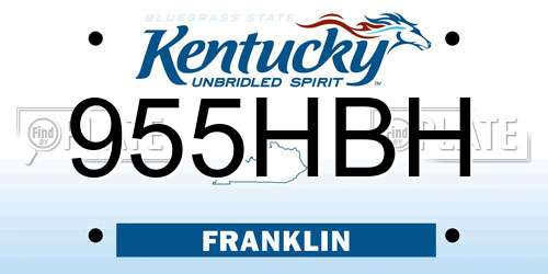 955HBH Kentucky License Plate