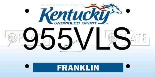 955VLS Kentucky License Plate