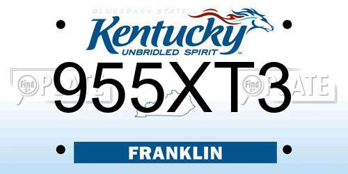 955XT3 Kentucky License Plate