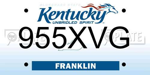 955XVG Kentucky License Plate