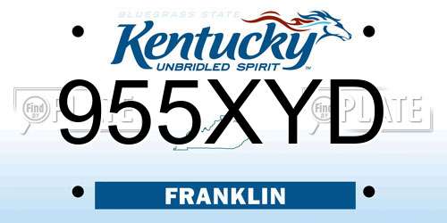 955XYD Kentucky License Plate
