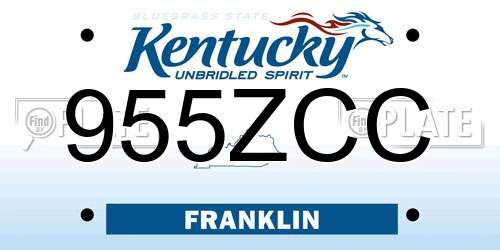 955ZCC Kentucky License Plate