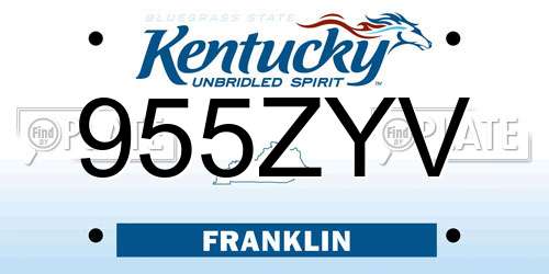955ZYV Kentucky License Plate