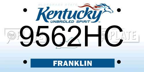 9562HC Kentucky License Plate