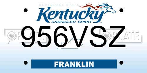956VSZ Kentucky License Plate