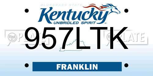 957LTK Kentucky License Plate