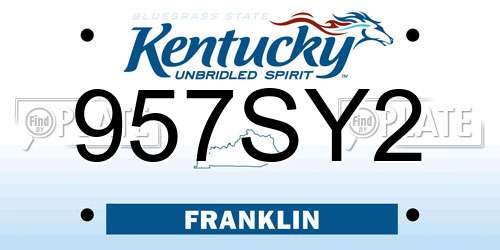 957SY2 Kentucky License Plate