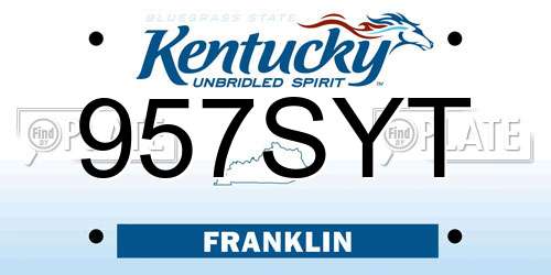 957SYT Kentucky License Plate