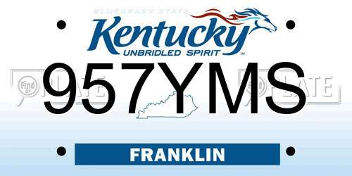957YMS Kentucky License Plate