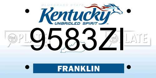 9583ZI Kentucky License Plate