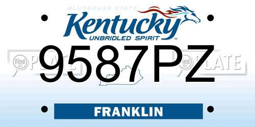 9587PZ Kentucky License Plate