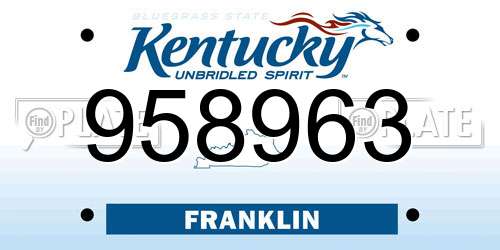 958963 Kentucky License Plate
