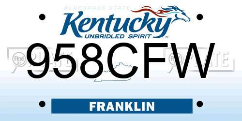 958CFW Kentucky License Plate