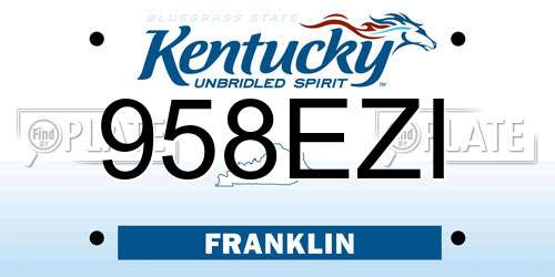 958EZI Kentucky License Plate