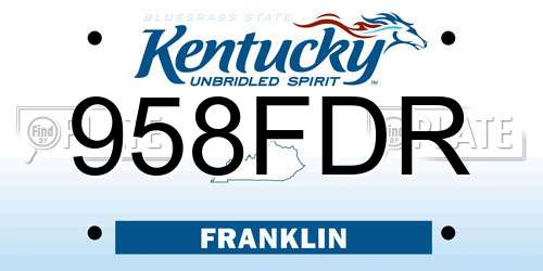 958FDR Kentucky License Plate