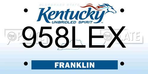 958LEX Kentucky License Plate