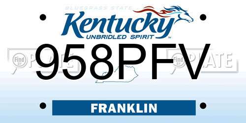 958PFV Kentucky License Plate
