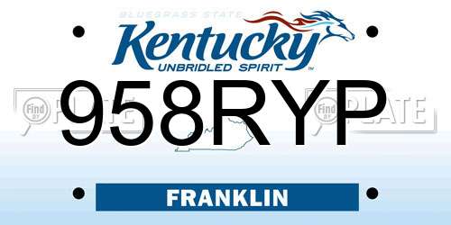958RYP Kentucky License Plate