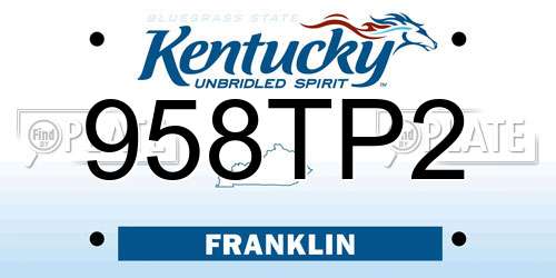 958TP2 Kentucky License Plate