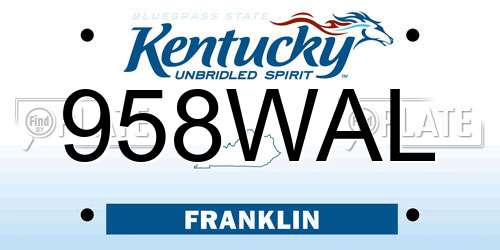 958WAL Kentucky License Plate