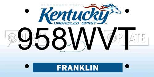 958WVT Kentucky License Plate