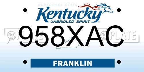 958XAC Kentucky License Plate