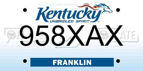 958XAX Kentucky License Plate
