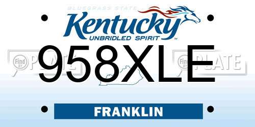 958XLE Kentucky License Plate