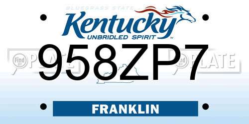 958ZP7 Kentucky License Plate
