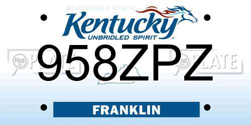 958ZPZ Kentucky License Plate