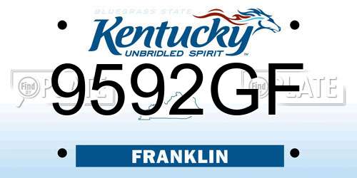 9592GF Kentucky License Plate