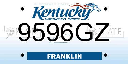 9596GZ Kentucky License Plate