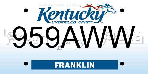 959AWW Kentucky License Plate