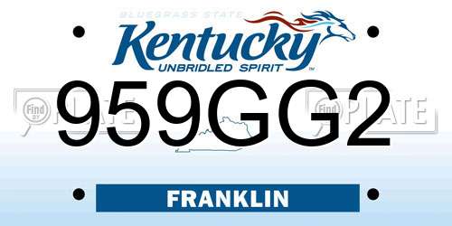959GG2 Kentucky License Plate