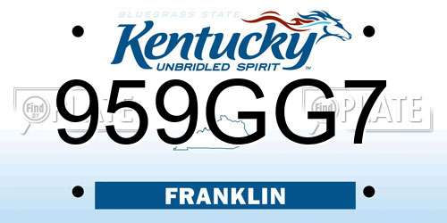 959GG7 Kentucky License Plate