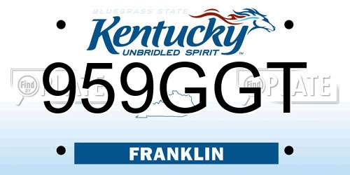 959GGT Kentucky License Plate