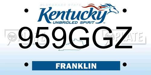 959GGZ Kentucky License Plate