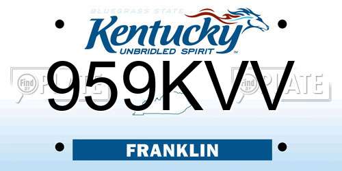 959KVV Kentucky License Plate