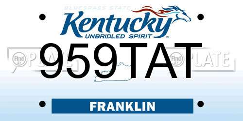 959TAT Kentucky License Plate