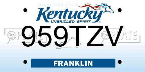 959TZV Kentucky License Plate