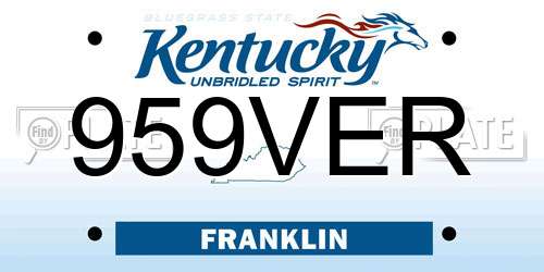 959VER Kentucky License Plate