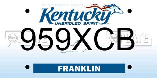 959XCB Kentucky License Plate