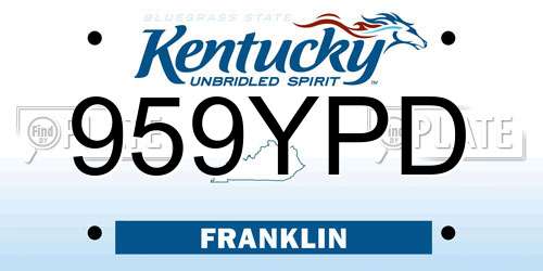 959YPD Kentucky License Plate