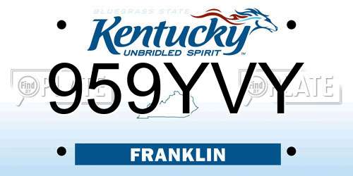 959YVY Kentucky License Plate