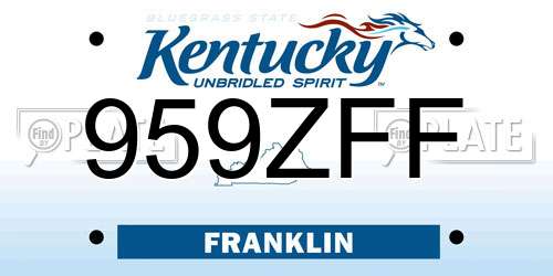 959ZFF Kentucky License Plate