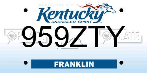 959ZTY Kentucky License Plate